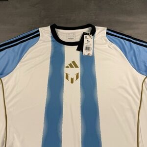 Lionel Messi Argentina Jersey Shirt Men XL Slim Fit Training‎ Kit Stripe Adidas